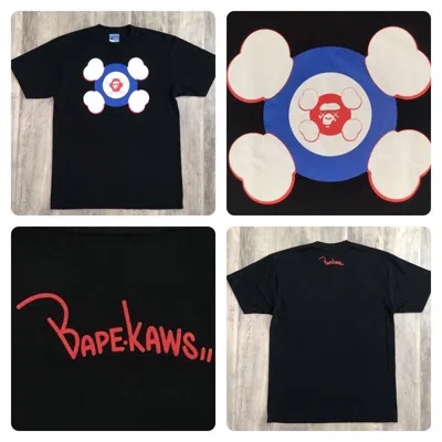 Pre-owned Bape X Kaws Bape × Kaws Face Target Logo T-shirt A Bathing Ape Nigo In Black