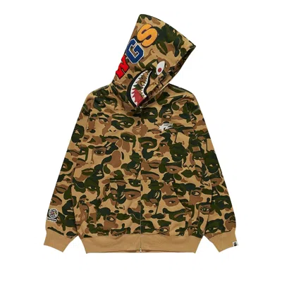 Pre-owned Bape X Kidsuper Camo Shark Full Zip Hoodie 'green' | Men's Size Xxl