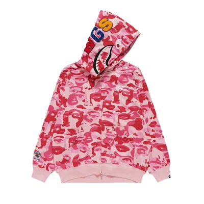 Pre-owned Bape X Kidsuper Camo Shark Full Zip Hoodie 'pink' | Men's Size M