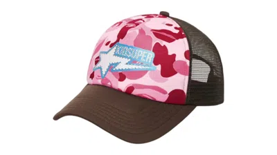 Pre-owned Bape X Kidsuper Sta Logo Rhinestone Trucker Cap In Pink