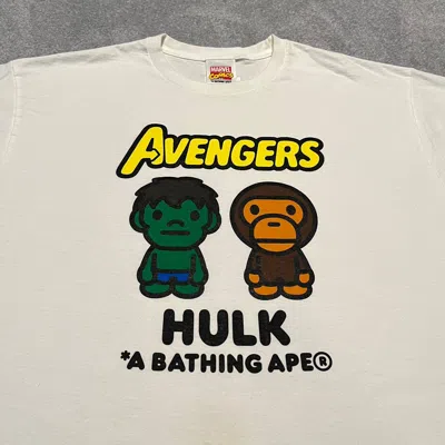 Pre-owned Bape X Marvel Comics A Bathing Ape Bape Marvel The Incredible Hulk Baby Milo Tee In White/green