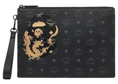 Pre-owned Bape X Mcm Flat Pouch In Black