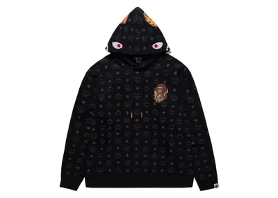 Pre-owned Bape X Mcm Shark Pullover Hoodie In Black