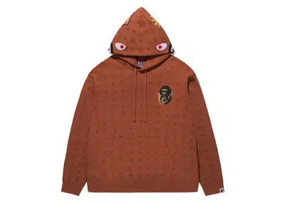 Pre-owned Bape X Mcm Shark Pullover Hoodie In Brown