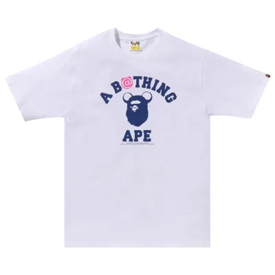 Pre-owned Bape X Medicom Toy Bear College Tee 'white'