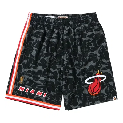 Pre-owned Bape X Mitchell & Ness Miami Heat Shorts 'black'
