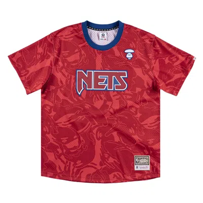 Pre-owned Bape X Mitchell & Ness New Jersey Nets Bp Jersey 'red' | Men's Size Xl