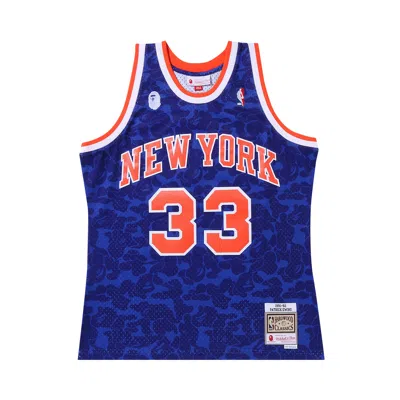 Pre-owned Bape X Mitchell & Ness New York Knicks Ewing Jersey 'blue'