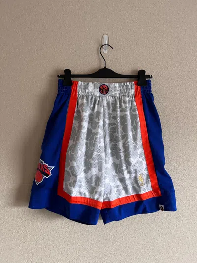 Pre-owned Bape X Mitchell Ness Bape Mitchell And Ness New York Knicks Shorts In White