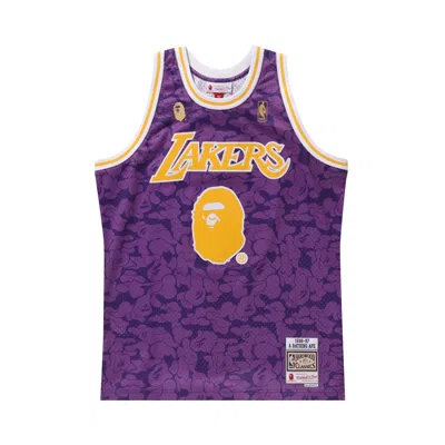 Pre-owned Bape X Mitchell Ness Lakers Abc Basketball Swingman Jersey 'purple' | Men's Size Xl