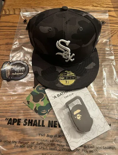 Pre-owned Bape X Mlb Black Cws Fitted Hat 7 1/2