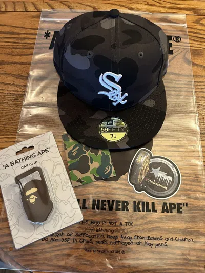 Pre-owned Bape X Mlb Black Cws Fitted Hat 7 1/4