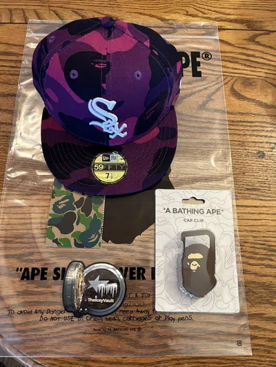 Pre-owned Bape X Mlb Purple Camo Cws Fitted Hat 7 1/2