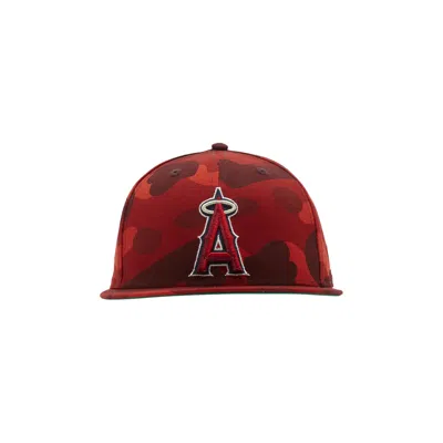 Pre-owned Bape X Mlb X New Era Los Angeles Angels 59fifty Cap 'red'