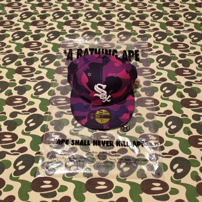 Pre-owned Bape X Mlb X New Era White Sox 59fifty Cap In Purple