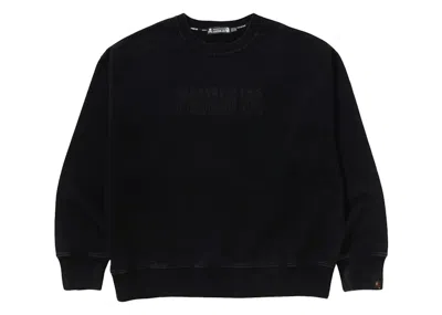 Pre-owned Bape X Mmj Garment Dye Relaxed Fit Crewneck Sweatshirt In Black
