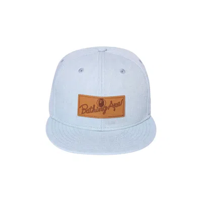 Pre-owned Bape X New Era Leather Patch 9fifty Snapback Cap 'blue/light Indigo'