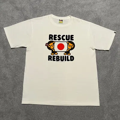 Pre-owned Bape X Nigo A Bathing Ape Bape Japan Rescue Rebuild Flag Flood Tee Shirt In White Red Black