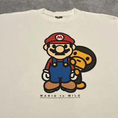 Pre-owned Bape X Nigo A Bathing Ape Bape Nintendo Mario To Baby Milo T Shirt In White