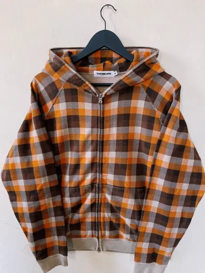 Pre-owned Bape Vintage Y2k  A Bathing Ape Check Fullzip Hoodie In Brown/orange