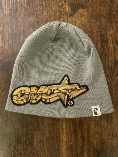 Pre-owned Bape X Octobers Very Own Bape Ovo Star Beanie In Grey