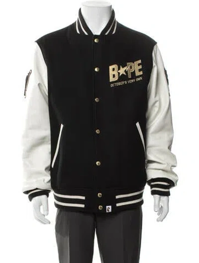 Pre-owned Bape X Ovo 2021 Varsity Varsity Jacket In Black