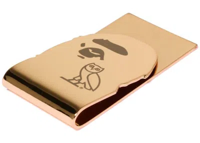 Pre-owned Bape X Ovo Ape Head Money Clip In Gold