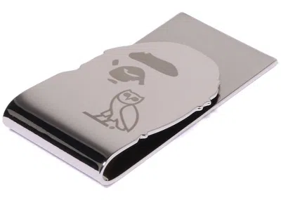 Pre-owned Bape X Ovo Ape Head Money Clip In Silver