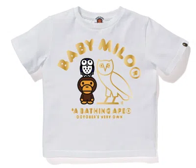Pre-owned Bape X Ovo Baby Milo Kids Tee Shirt In White