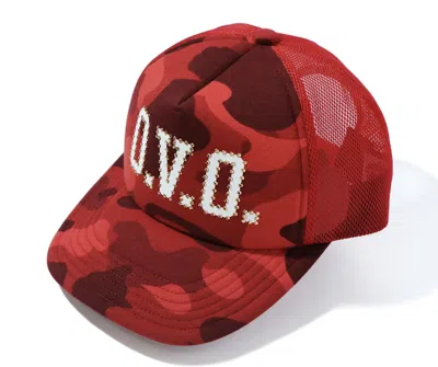 Pre-owned Bape X Ovo Camo Mesh Cap In Red