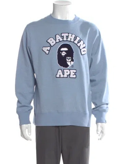 Pre-owned Bape X Ovo Logo Graphic Print Sweatshirt In Blue