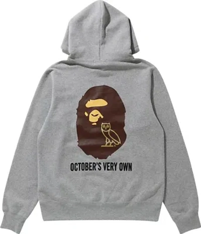 Pre-owned Bape X Ovo Pullover Hoodie - Authentic -new With Tags In Gray
