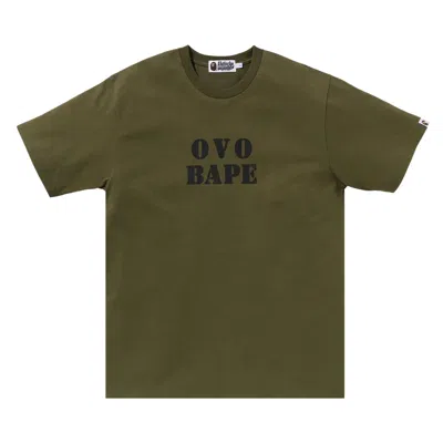 Pre-owned Bape X Ovo Stencil Logo Tee 'olive Drab' | Green | Men's Size Xl