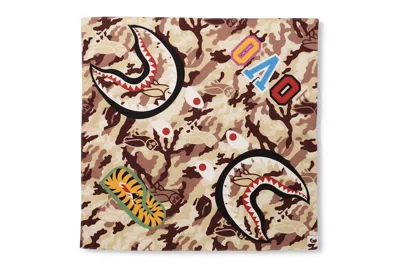 Pre-owned Bape X Ovo Woodland Camo Shark Bandana In Beige In Sand