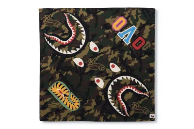 Pre-owned Bape X Ovo Woodland Camo Shark Bandana In Green