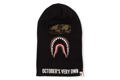 Pre-owned Bape X Ovo Woodland Camo Shark Reversible Balaclava In Black