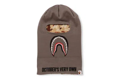 Pre-owned Bape X Ovo Woodland Camo Shark Reversible Balaclava In Grey In Gray