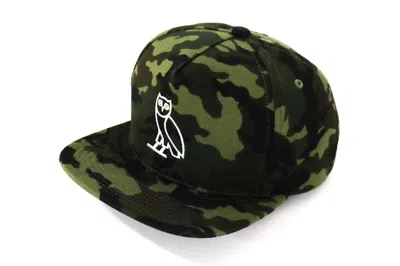 Pre-owned Bape X Ovo Woodland Camo Snapback Cap In Green