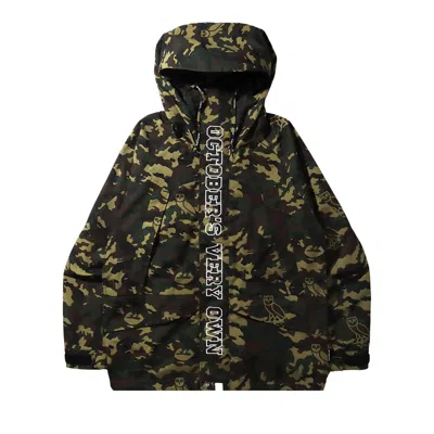 Pre-owned Bape X Ovo Woodland Camo Snowboard Jacket 'green'