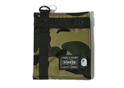 Pre-owned Bape X Porter 1st Camo #3 Wallet In Green
