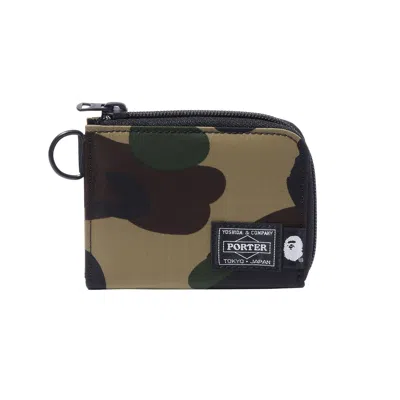 Pre-owned Bape X Porter 1st Camo Mini Wallet 'green'
