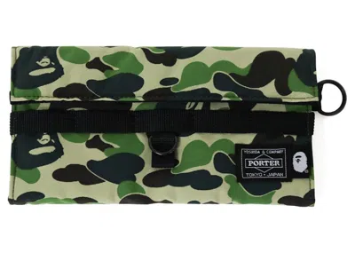 Pre-owned Bape X Porter Abc Camo Long Wallet In Green
