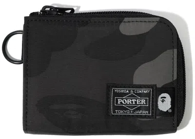 Pre-owned Bape X Porter Camo Mini Wallet In Black