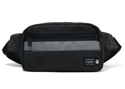 Pre-owned Bape X Porter Solid Camo Waist Bag In Black