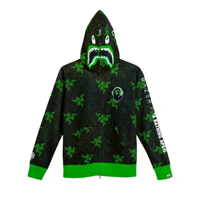 Pre-owned Bape X Razer Neon Camo Shark Full Zip Hoodie 'black/green' | Men's Size Xl