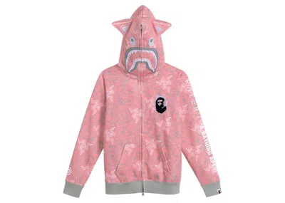 Pre-owned Bape X Razer Neon Camo Shark Full Zip Hoodie In Pink