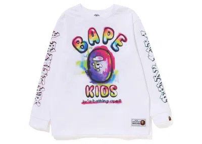 Pre-owned Bape X Readymade Kids Spray Long Sleeve Tee Shirt In White