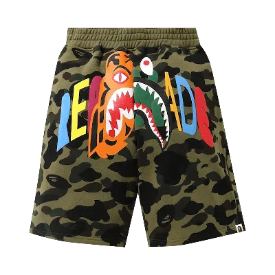 Pre-owned Bape X Readymade Tiger Shark Wide Sweat Shorts 'green'