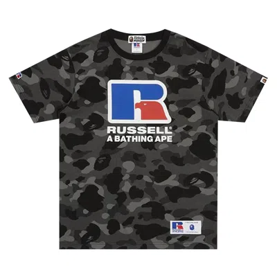 Pre-owned Bape X Russell Athletic Color Camo Tee 'black'