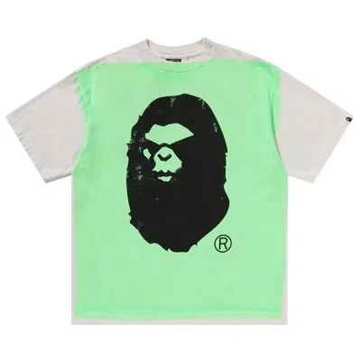 Pre-owned Bape X Saint Mxxxxxx Mad Face Handprinting Tee 'white/green' | Men's Size M